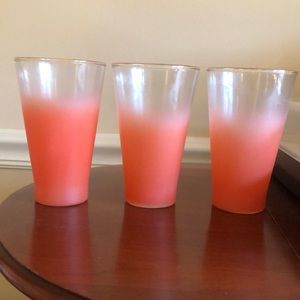 Vintage MCM Blendo orange frosted drinking tumbler glasses 3